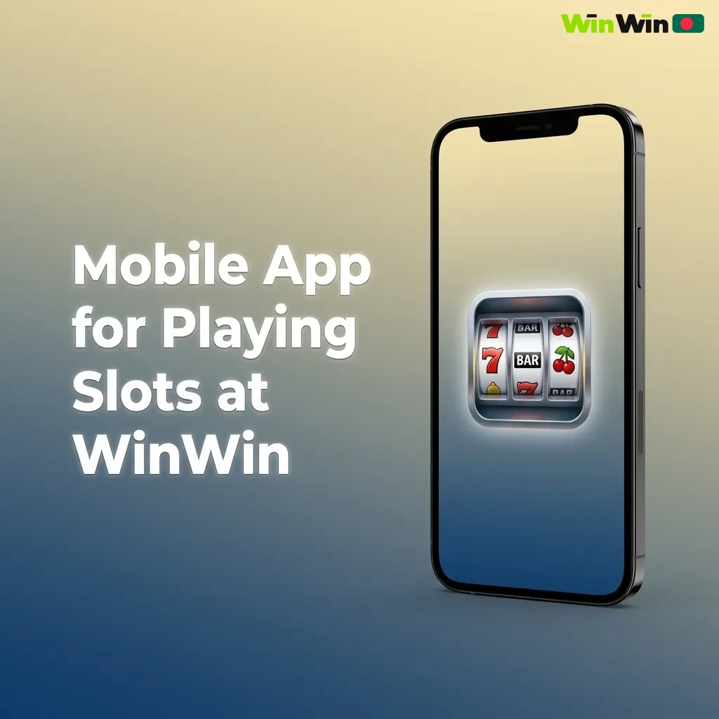 Bangladeshi user holding a phone showing the WinWin mobile slots app with game icons and navigation menu