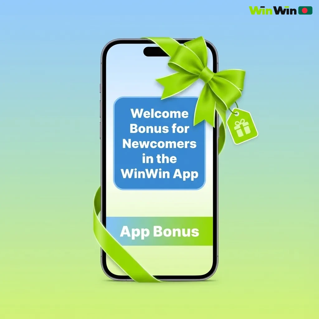 WinWin app screen showing new user welcome bonus choice between sports betting offer and casino spins package