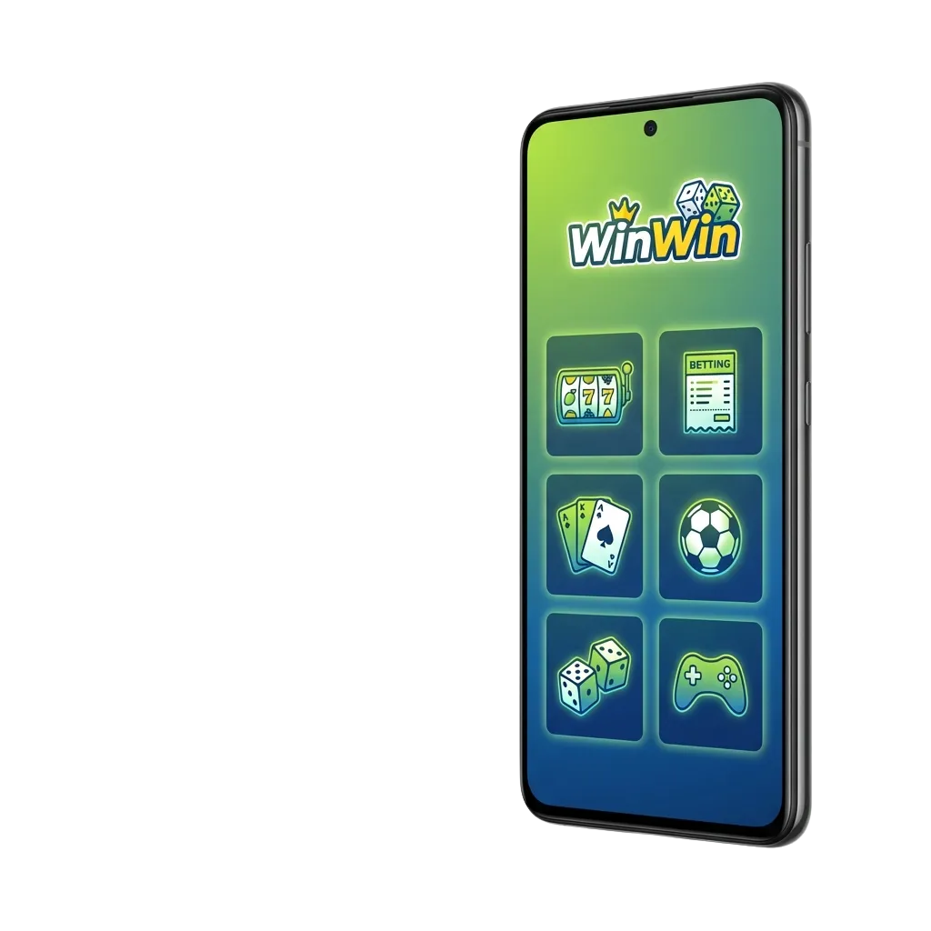 WinWin Android app home screen with cricket, football betting and casino games for users in Bangladesh