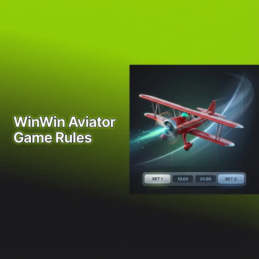 Infographic titled “WinWin Aviator Game Rules” showing red plane, rising multiplier line, and cash‑out instructions.