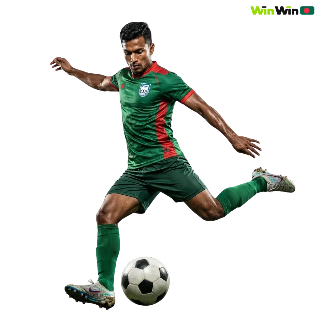 Banner for WinWin football betting in Bangladesh, highlighting match odds, live action, and a 200% welcome bonus offer.