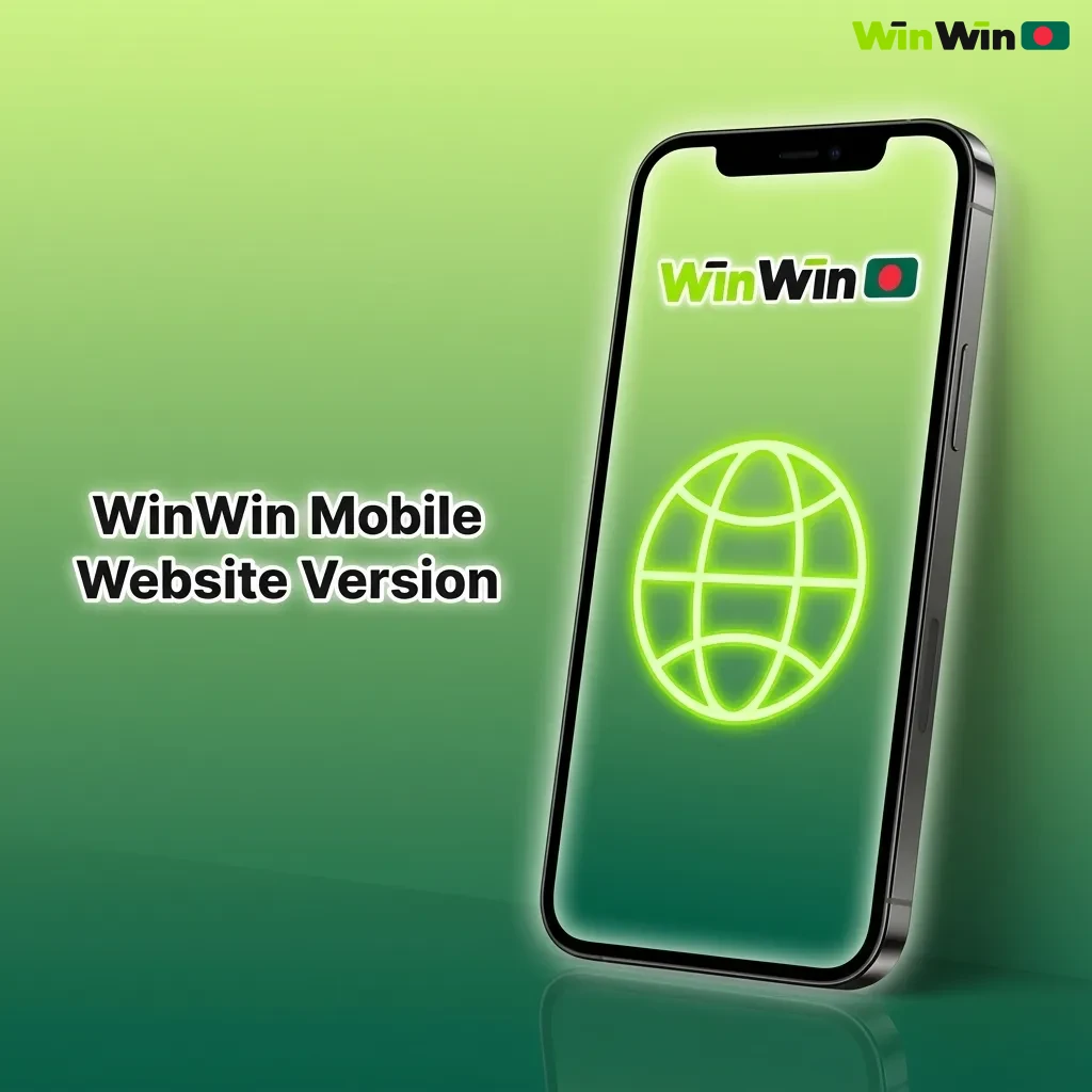 Smartphone displaying WinWin mobile website with live betting, slots, payments and support options in a browser