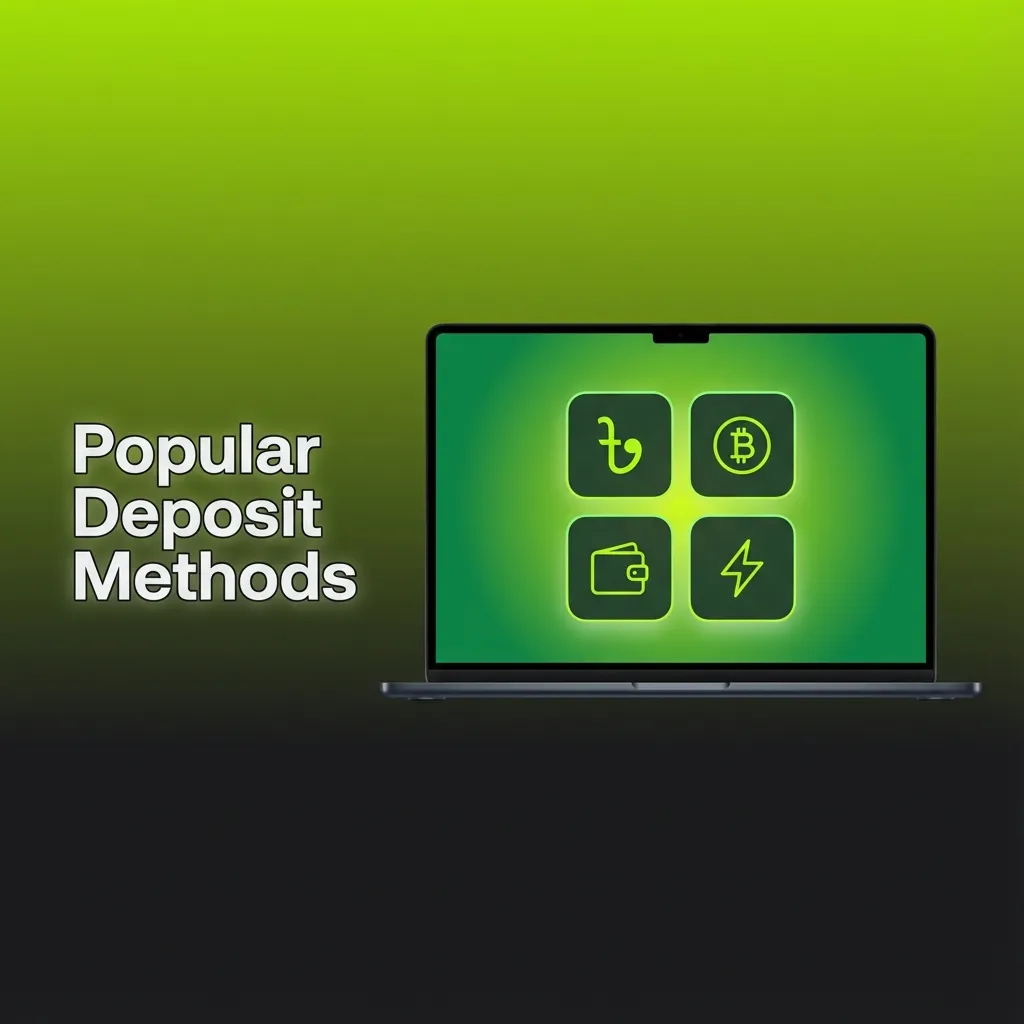 Infographic titled “Popular Deposit Methods” showing icons for bKash, Nagad, Rocket, Mob Cash, Upay, TAP, Perfect Money, and Crypto