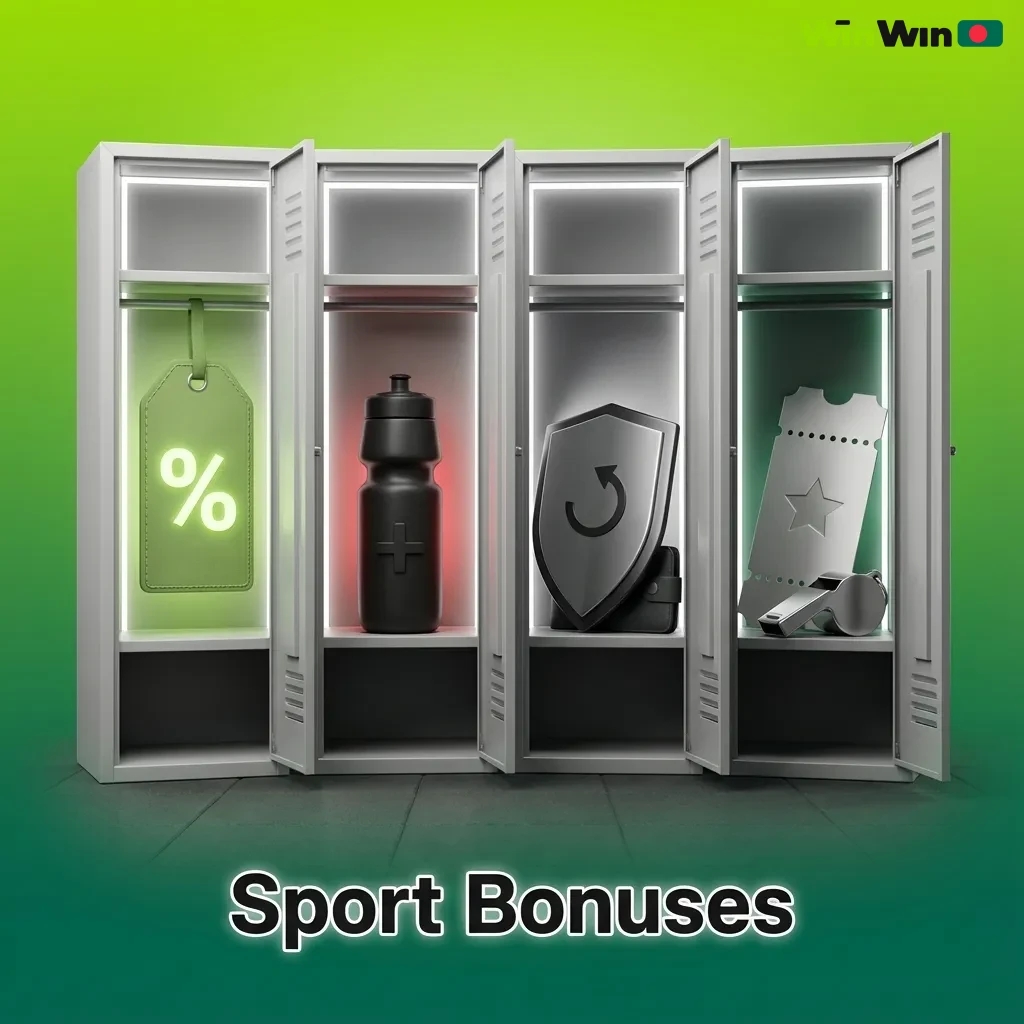 Banner for Bangladesh sports bonuses showing welcome match offers, free bets, accumulator boosts, and cashback on cricket and football