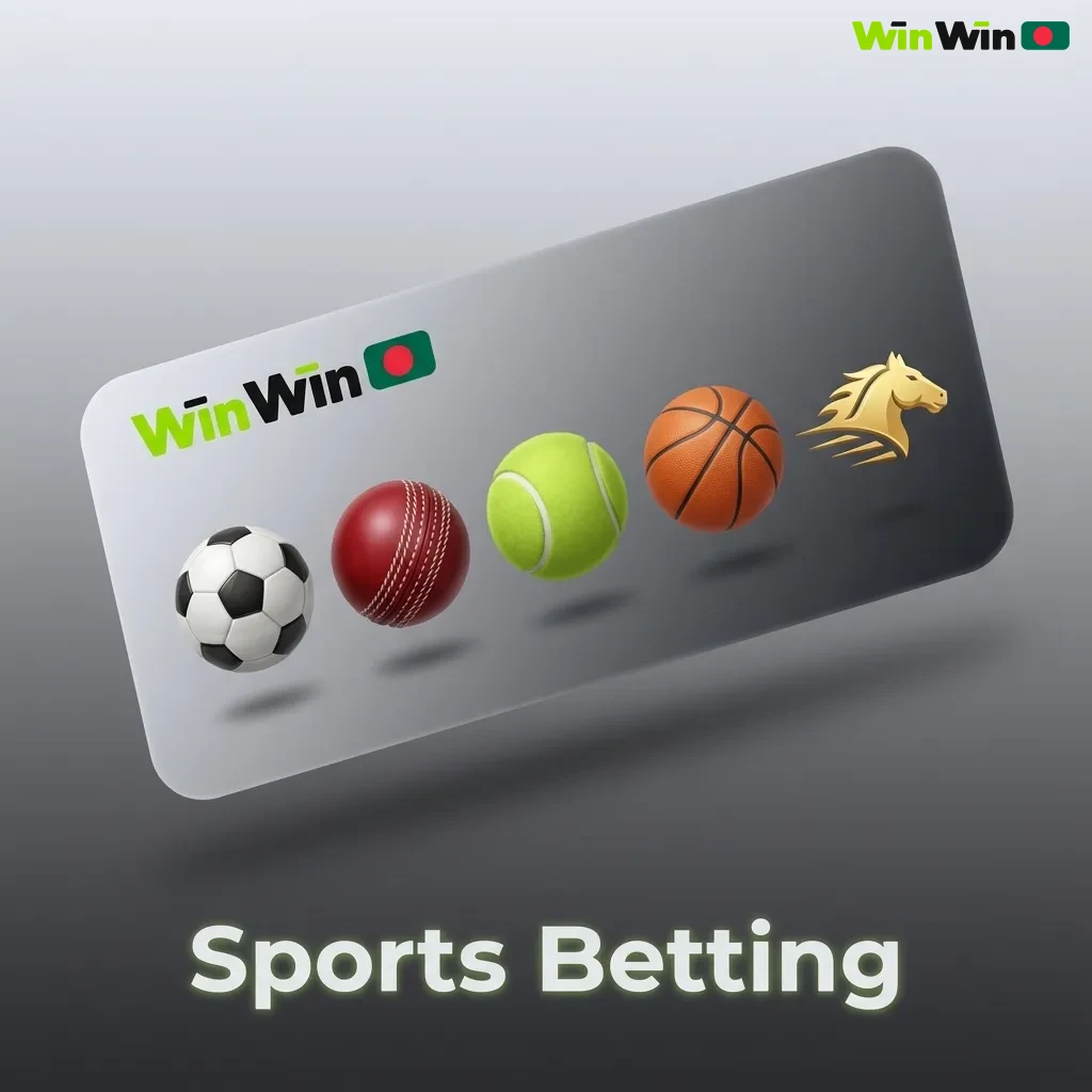 Sports betting interface showing cricket, football, kabaddi, tennis and esports icons tailored for Bangladeshi players