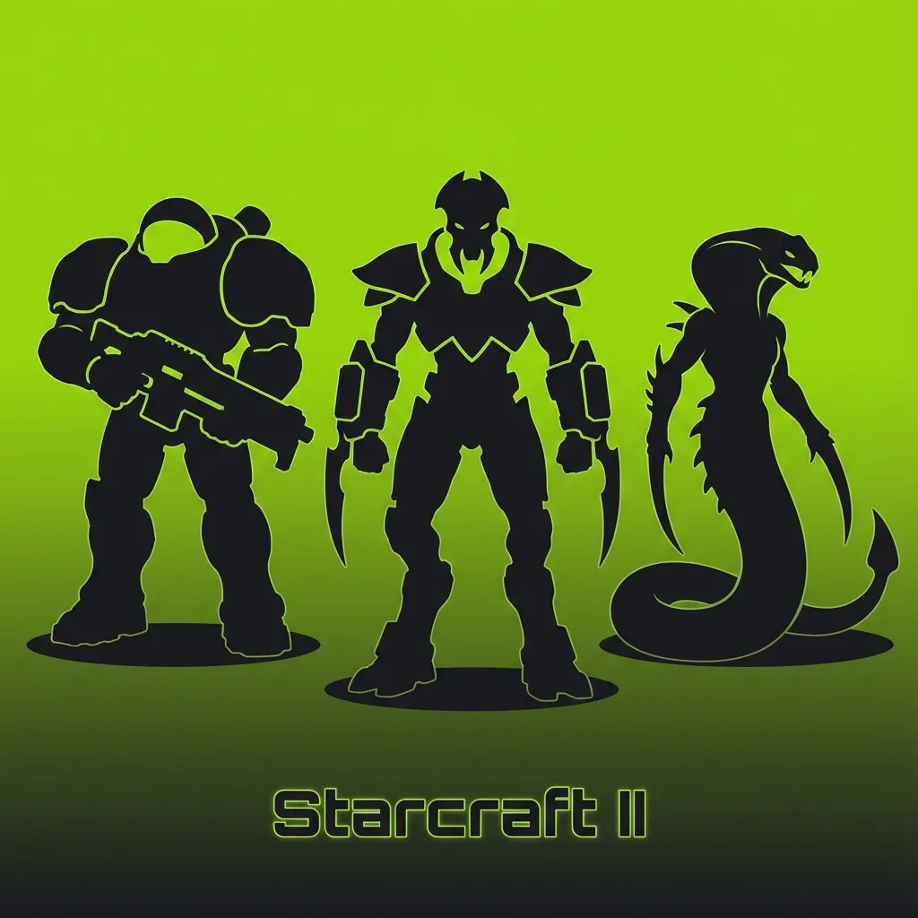 StarCraft II match screen showing Terran, Zerg, and Protoss armies clashing in a pro esports tournament setting