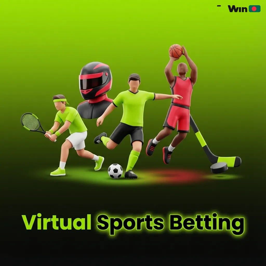 Illustration of virtual sports betting with icons for football, cricket, horse and greyhound racing on a digital screen