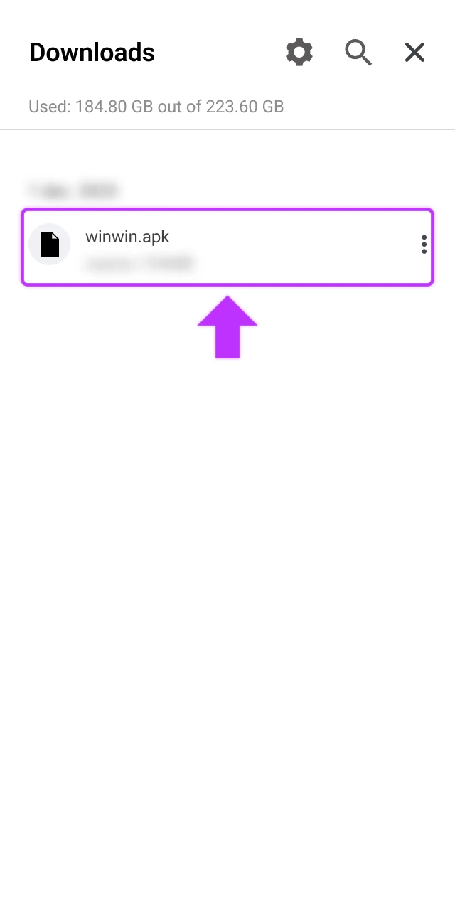 View the final setup screen confirming the successful installation of the WinWin app on your Android device.