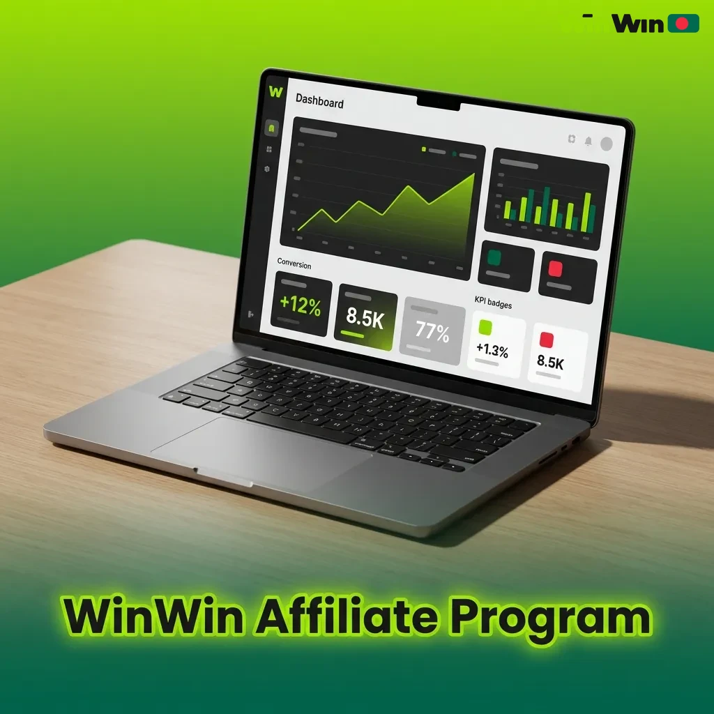 Content creators earn up to 45% revenue share by referring players through WinWin's affiliate program dashboard.