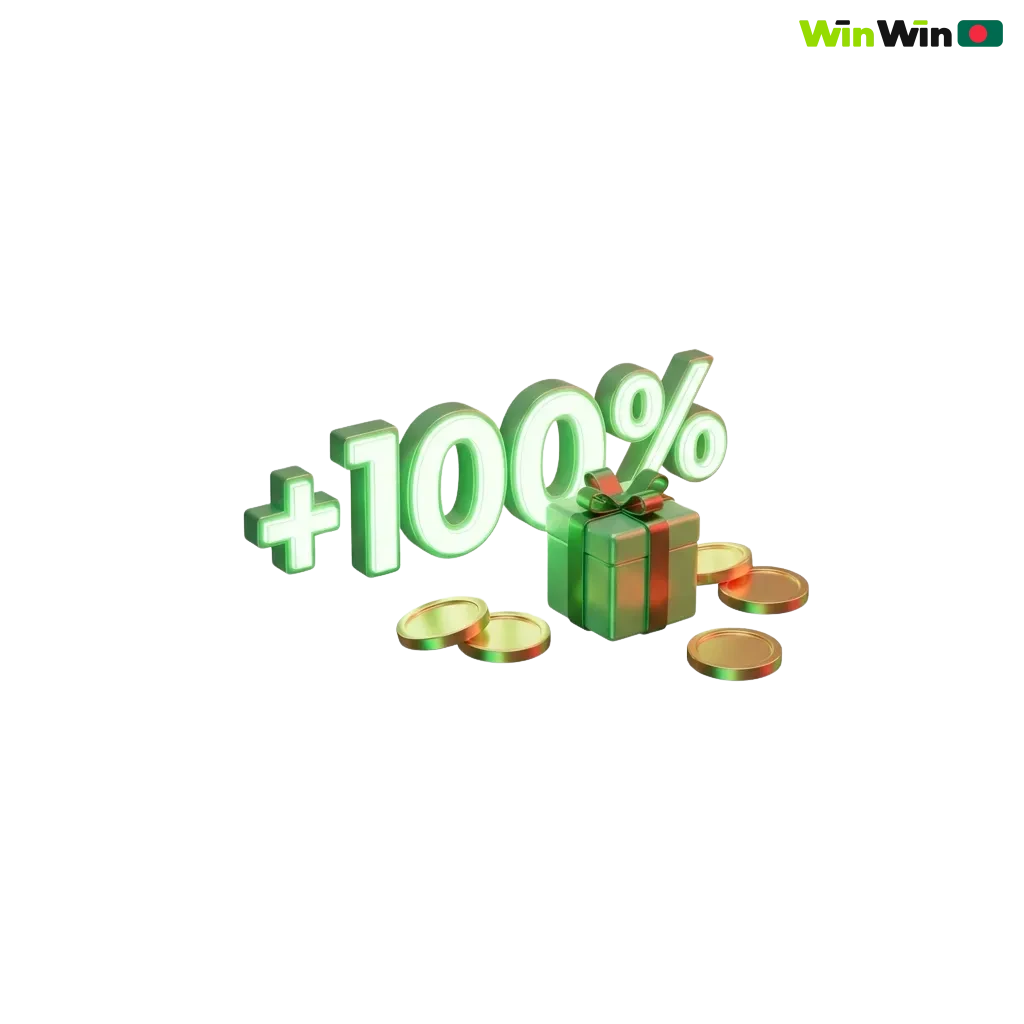 WinWin bonuses page showing 200% deposit bonus and 150 free spins offers for Bangladeshi players
