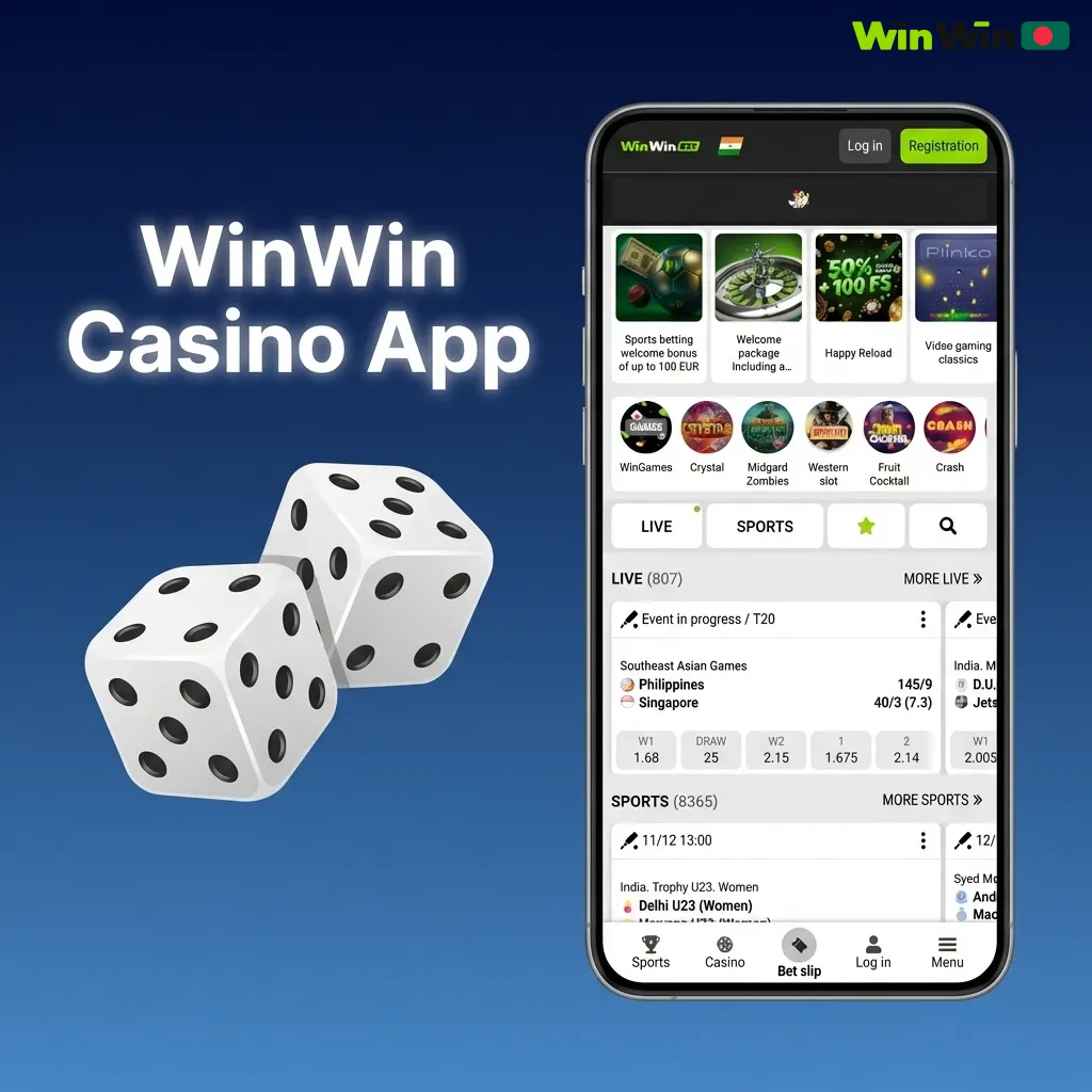 WinWin Casino App offering thousands of slots and live dealer games from top providers like Pragmatic Play and Evolution Gaming