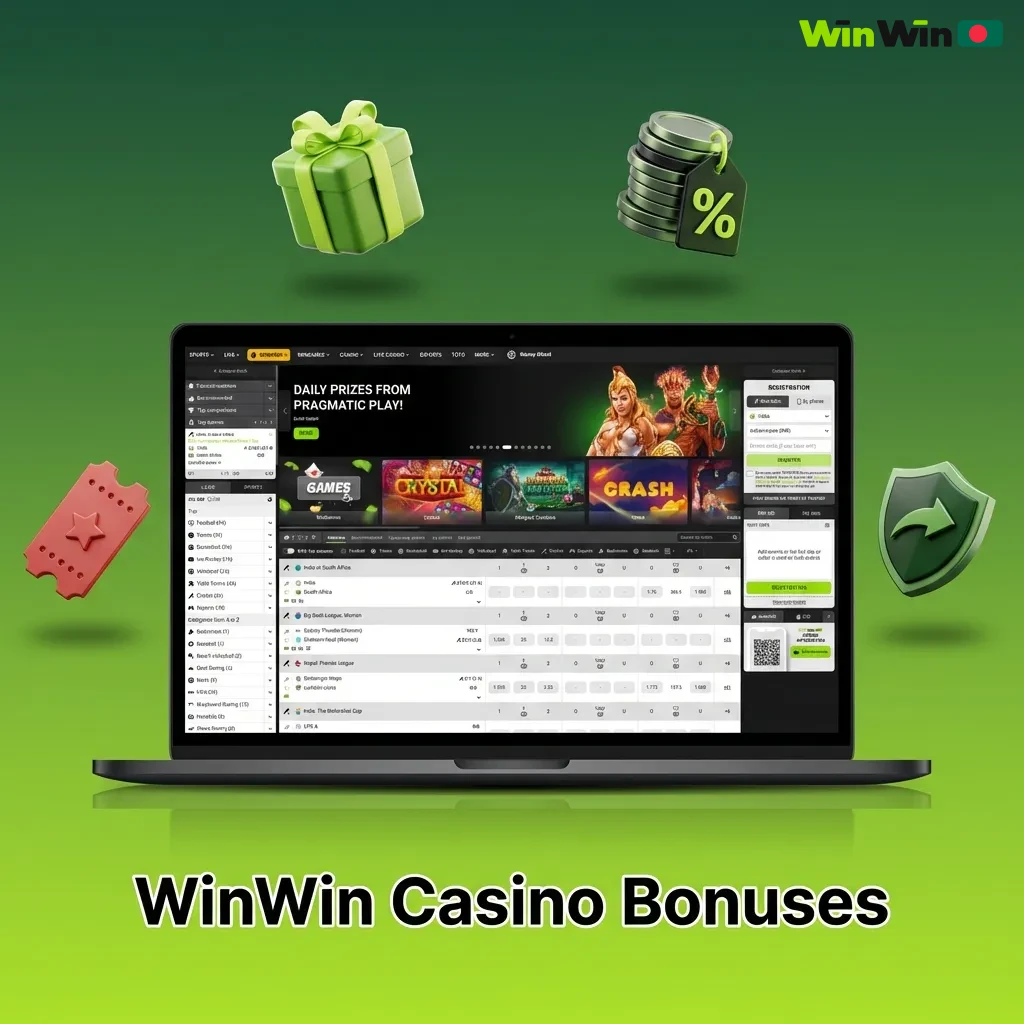 WinWin Casino offers reload bonuses, free spins on new slots, live casino cashback, and daily drop jackpots for players.