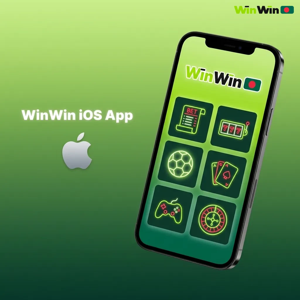 WinWin iOS app interface on iPhone and iPad showing betting and casino features with download button