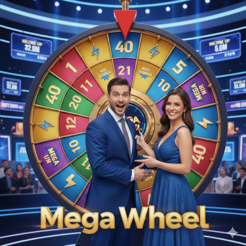 Mega Wheel live game show on WinWin with a spinning wheel and bonus segments.