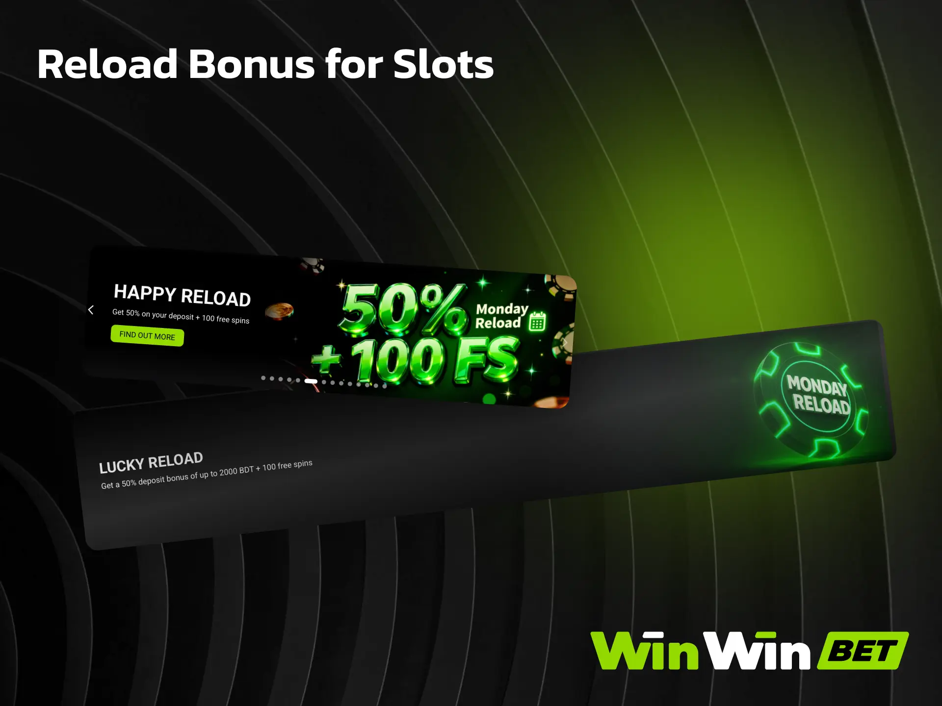 Reload bonus for slots on WinWin with extra funds on subsequent slot deposits.