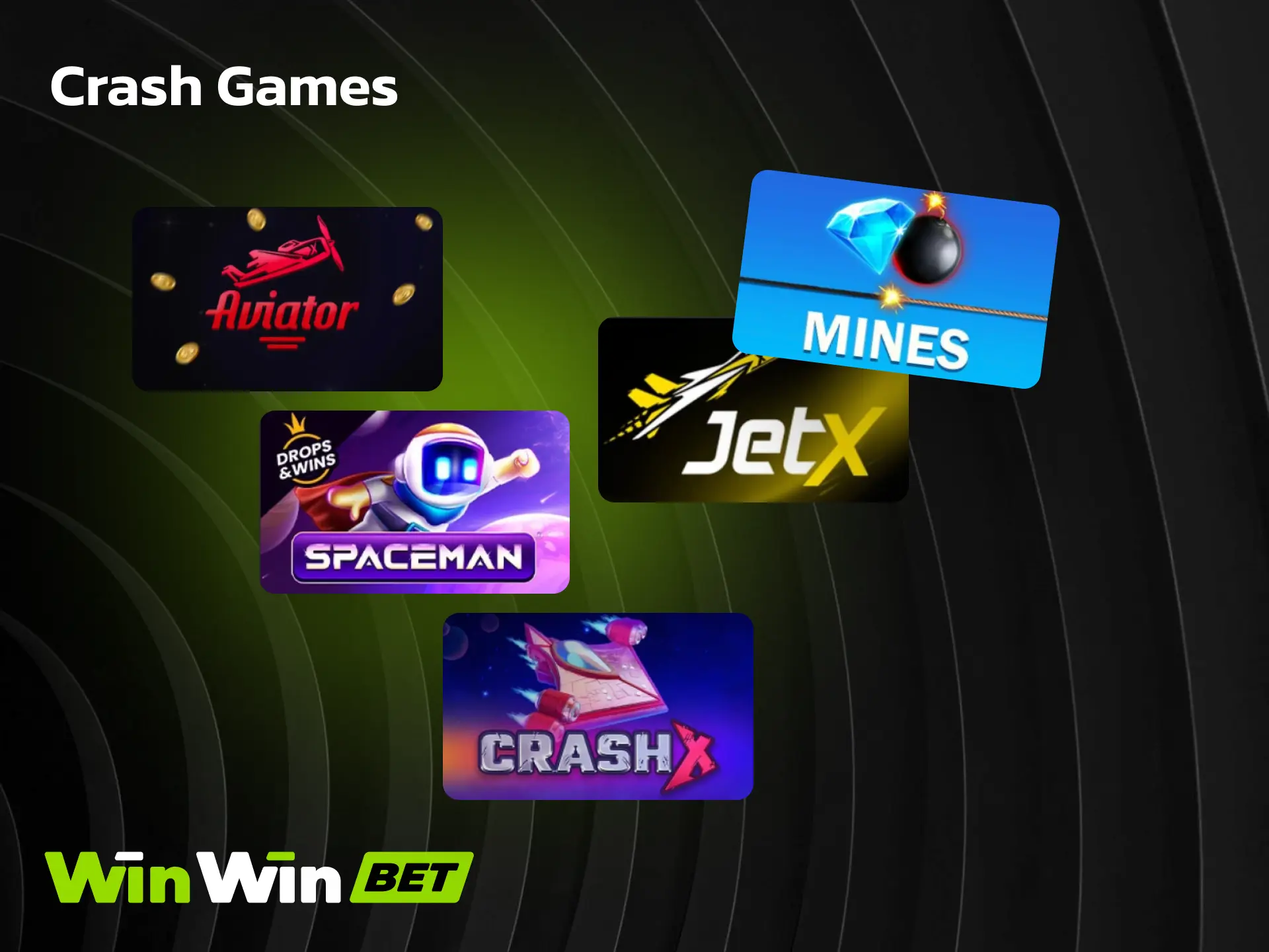 Crash games on WinWin where you cash out before the multiplier crashes.
