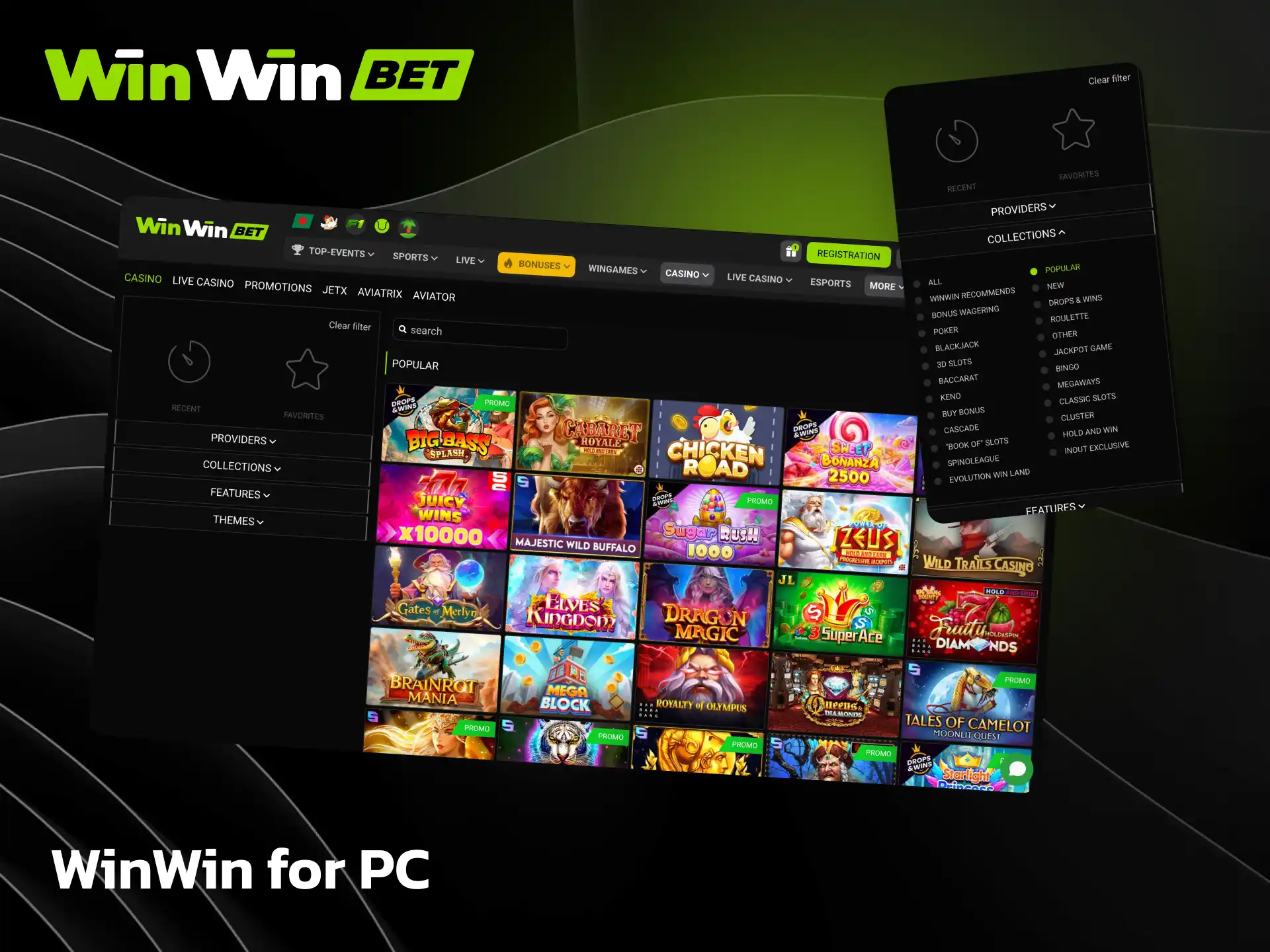 WinWin PC client for stable online casino gaming on desktop computers.
