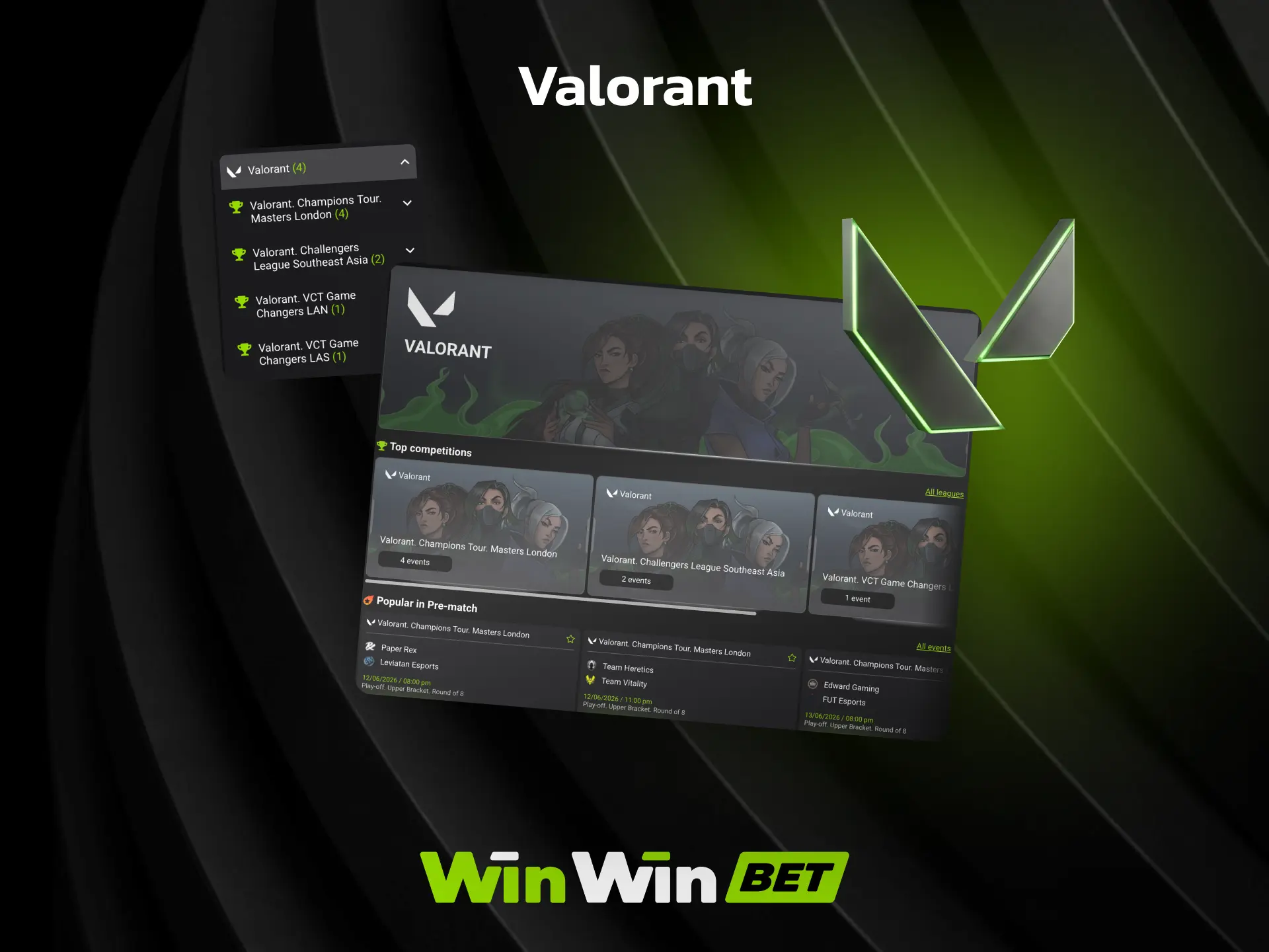 Bet on Valorant at WinWin with coverage of VCT events and challengers tournaments.