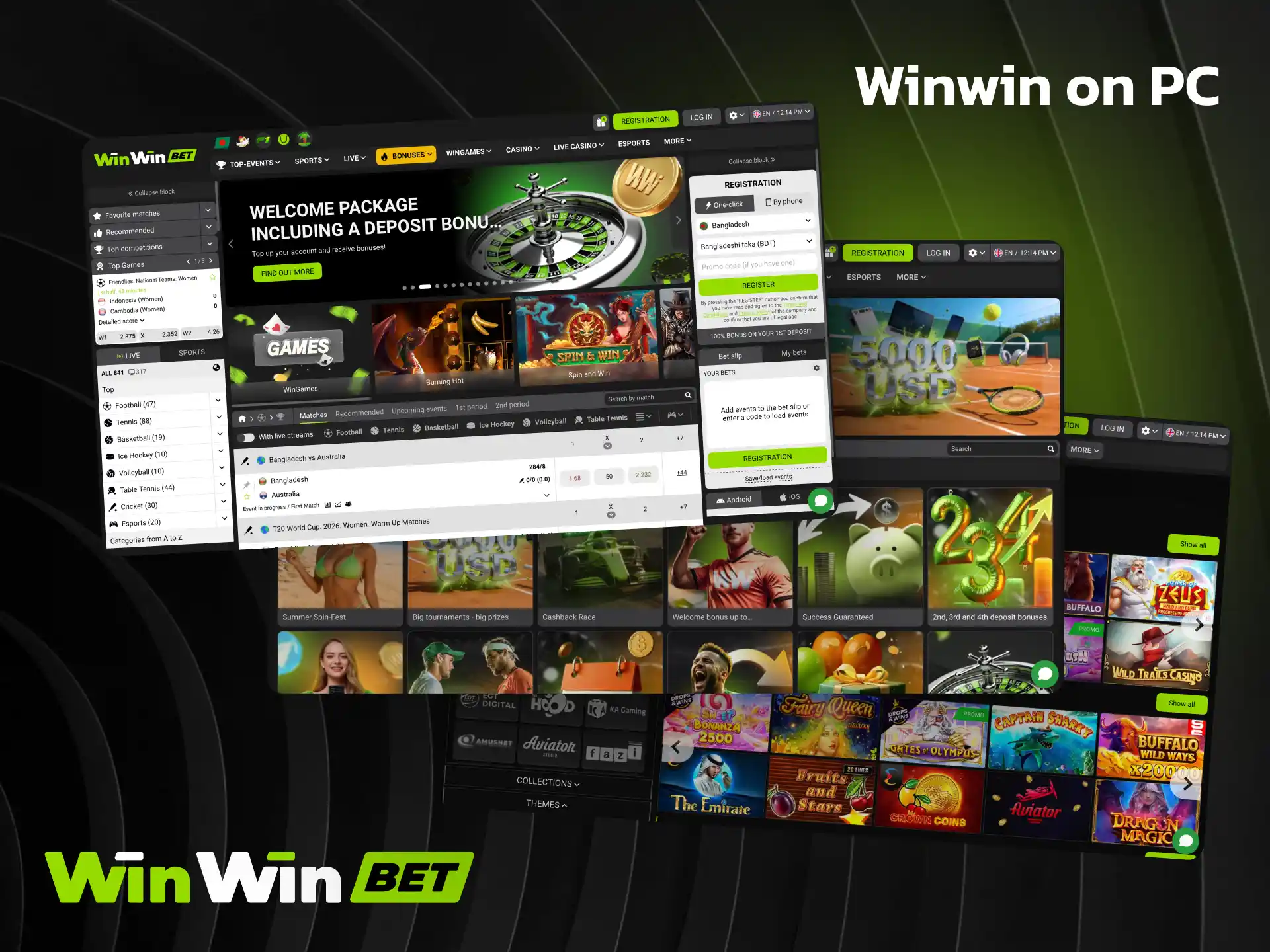 WinWin PC client for stable betting and casino games on desktop computers.