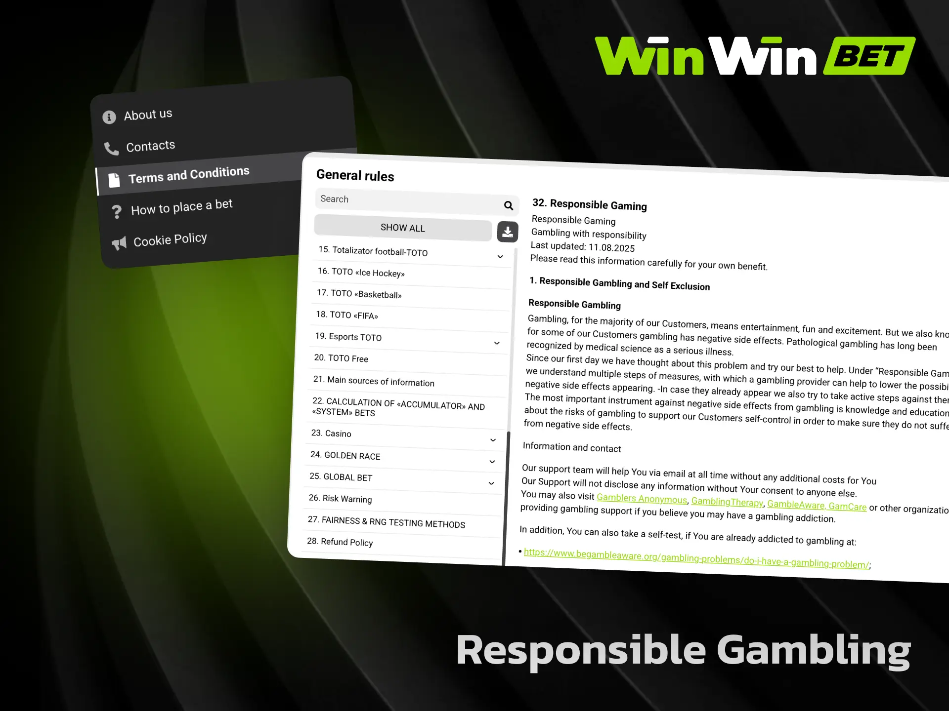 Responsible gambling tools on WinWin to set limits and protect your balance.